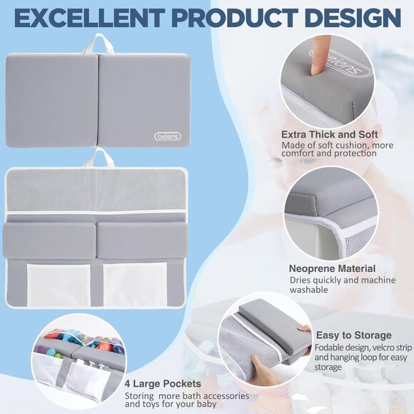 Bath Kneeler and Elbow Rest Pad Set - 1.5'' Comfortable Baby Bath Kneeler Pads, - Picture 3 of 7